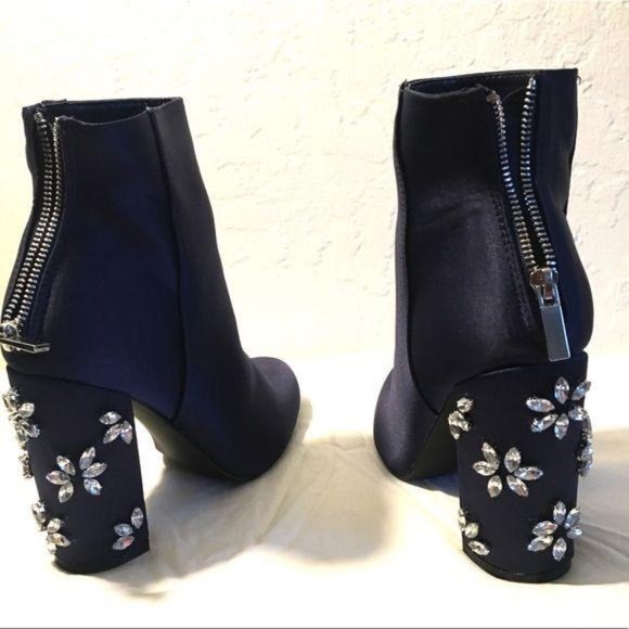 Satin RHINESTONE Heel BOOTIES - Picture 3 of 8